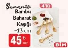BENANTE BAMBU BAHARAT KAŞIĞI 13 CM 4'LÜ fiyat ve kampanya bilgisi